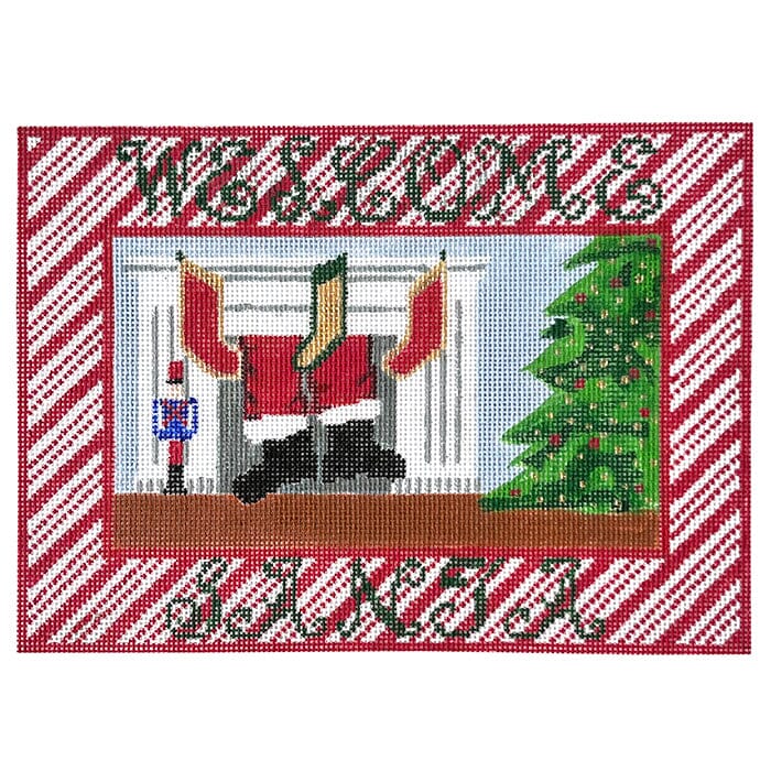 Welcome, Santa Painted Canvas Susan Battle Needlepoint  - 1