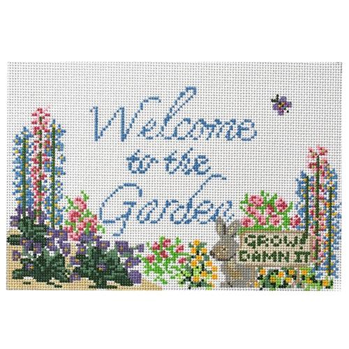 Welcome to the Garden / Grow Damn It Painted Canvas Tina Griffin Designs  - 1