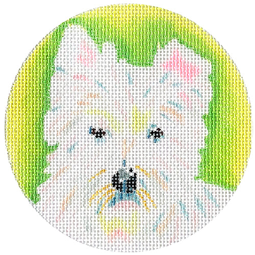 Westie on Lime Ornament Painted Canvas Kate Dickerson Needlepoint Collections 