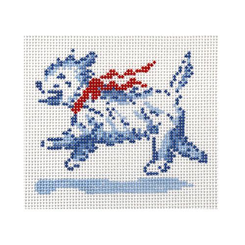 Westie with Bow Ornament Painted Canvas The Plum Stitchery  - 1