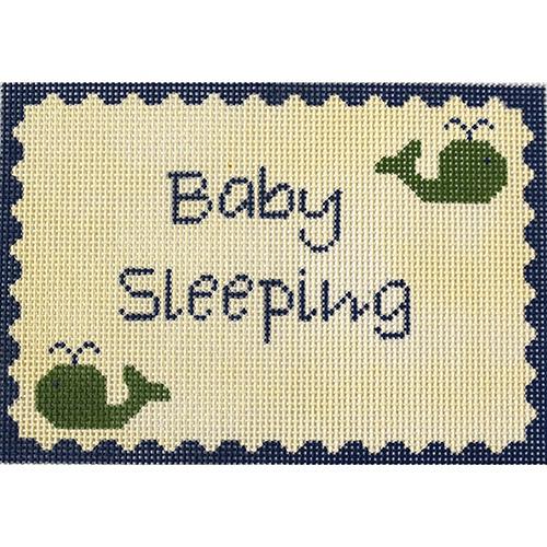 Whale Baby Sleeping - Blue and Green Painted Canvas J. Child Designs 