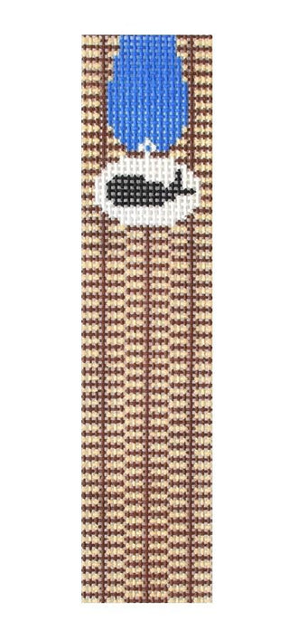 Whale Keychain Painted Canvas Anne Fisher Needlepoint LLC 
