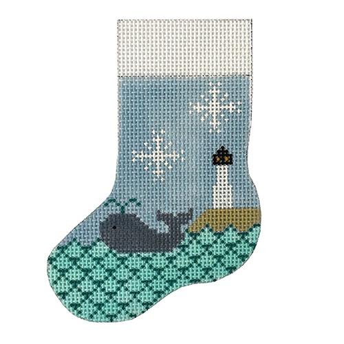 Whale Mini Stocking Painted Canvas J. Child Designs  - 1