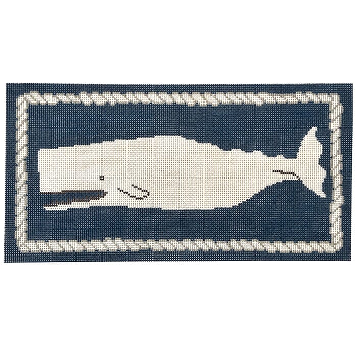 Whale with Rope Border Painted Canvas CBK Needlepoint Collections 