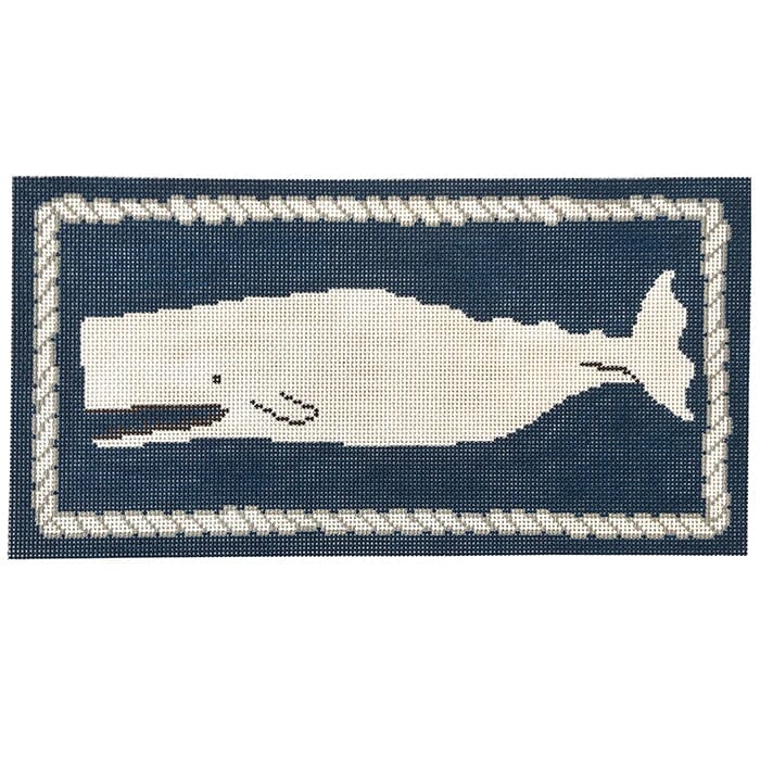 Whale with Rope Border Painted Canvas CBK Needlepoint Collections  - 1