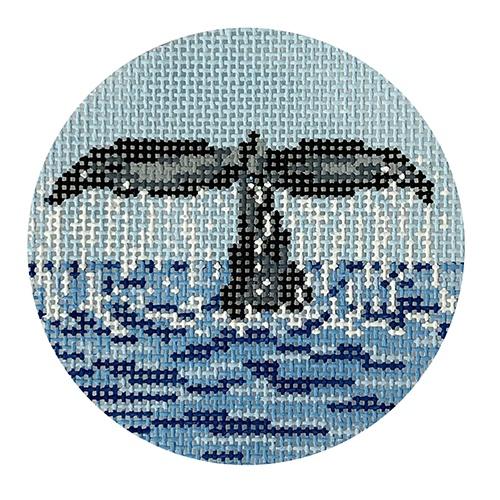 Whale's Tail Ornament Painted Canvas Needle Crossings 
