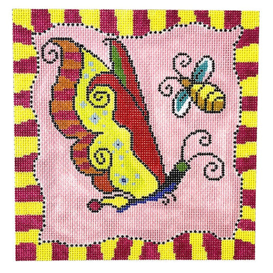 Whimsy Green Butterfly Painted Canvas Colors of Praise 