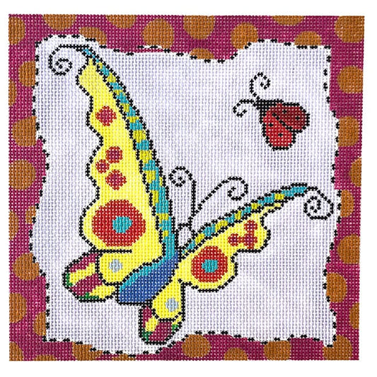 Whimsy Yellow Butterfly Painted Canvas Colors of Praise 