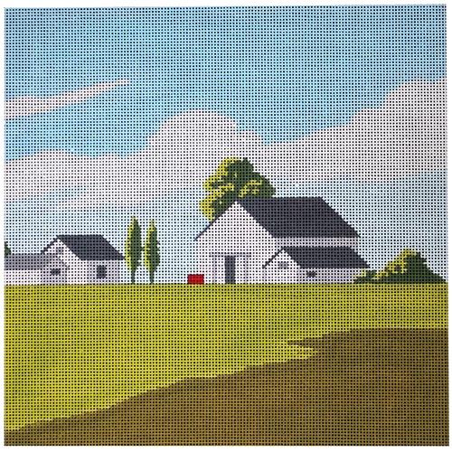 White Barn & House Painted Canvas A Stitch in Time 