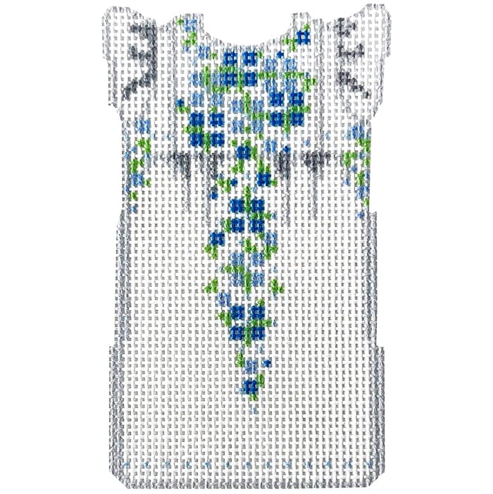 White & Blue Mini Oaxaca Dress Printed Canvas Needlepoint To Go 