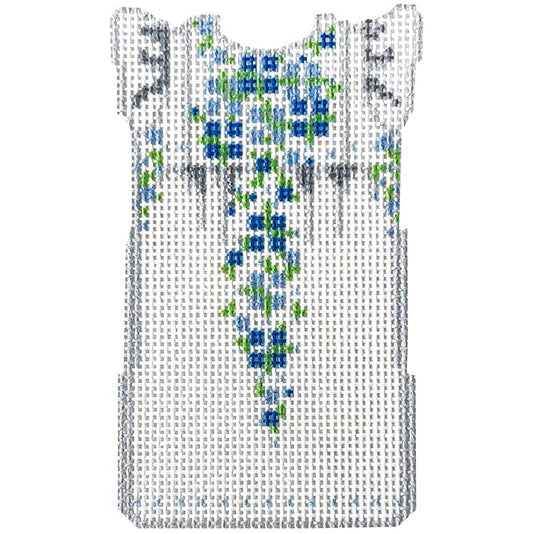 White & Blue Mini Oaxaca Dress Printed Canvas Needlepoint To Go 