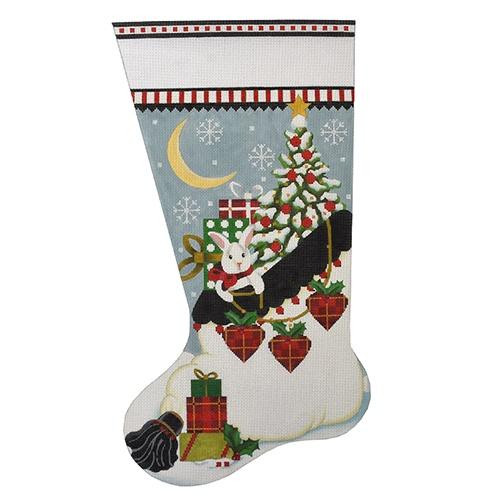 White Christmas Bag Stocking Painted Canvas Melissa Shirley Designs 