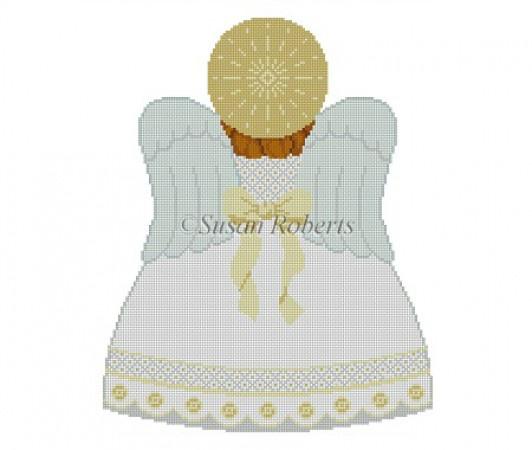 White, Gold, Silver Angel Tree Topper - Back Only Painted Canvas Susan Roberts Needlepoint Designs Inc. 