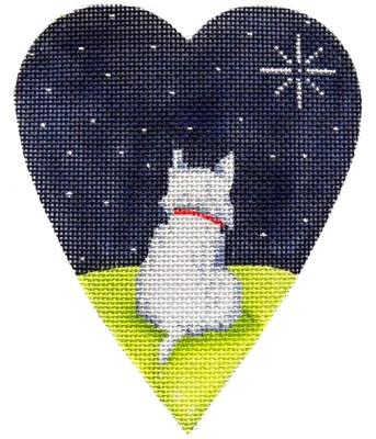 White Highland Terrier Midnight Heart Painted Canvas Kirk & Bradley 