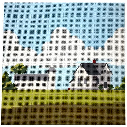 White House & Barn Painted Canvas A Stitch in Time 