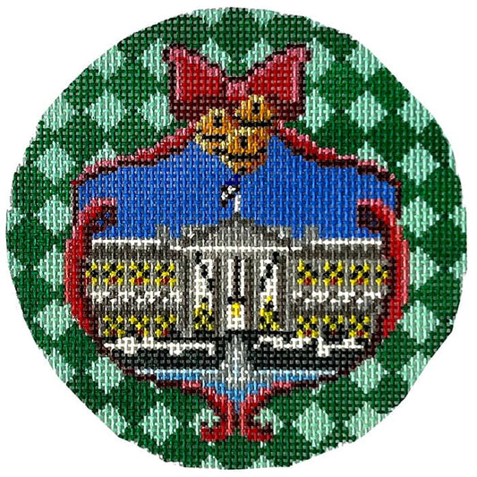 White House Ornament Painted Canvas Susan Battle Needlepoint 