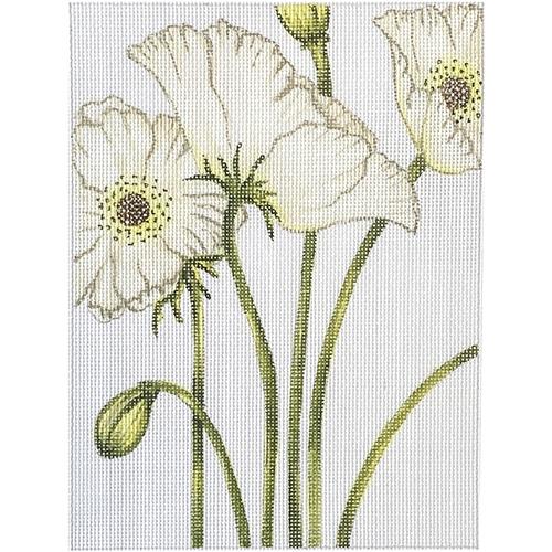 White Large Poppy on White Painted Canvas & More 