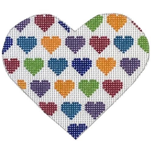 White Multi Color Heart Painted Canvas Pepperberry Designs 