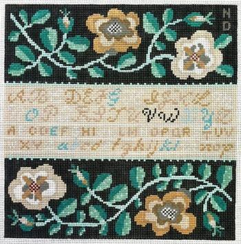 White Rose Sampler Painted Canvas Birds of a Feather 