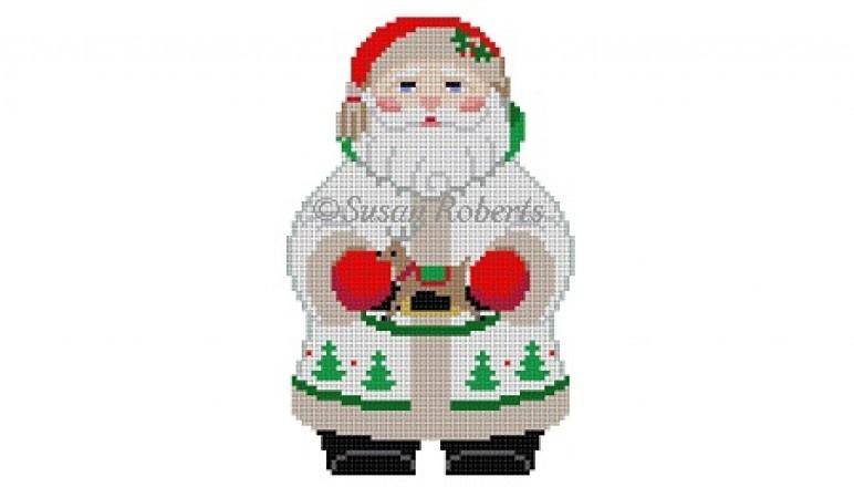 White Tree Coat Santa Painted Canvas Susan Roberts Needlepoint Designs Inc.  - 1