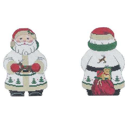 White Tree Coat Santa Two Sided Painted Canvas Susan Roberts Needlepoint Designs Inc.  - 1