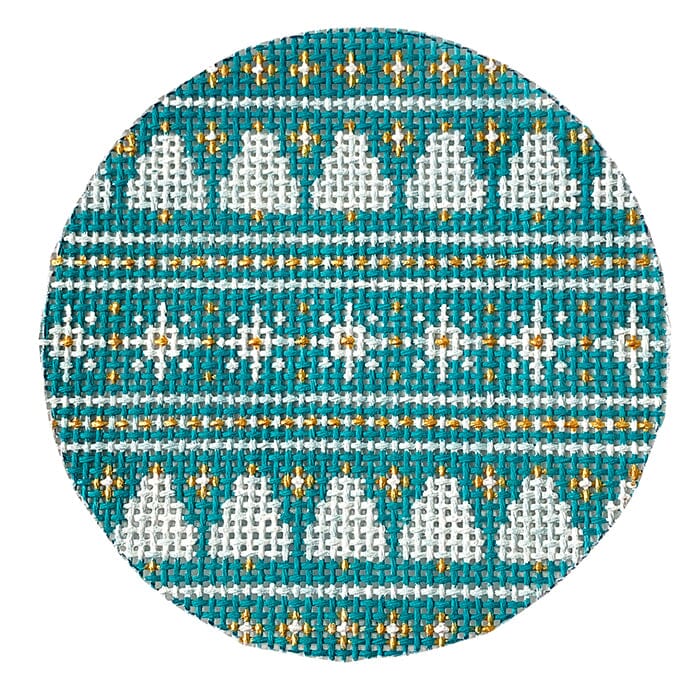 White Trees on Turq Background Painted Canvas CBK Needlepoint Collections  - 1