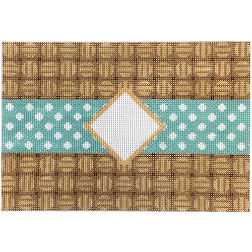 Wicker Dots Mono Clutch - Aqua Painted Canvas Two Sisters Needlepoint 