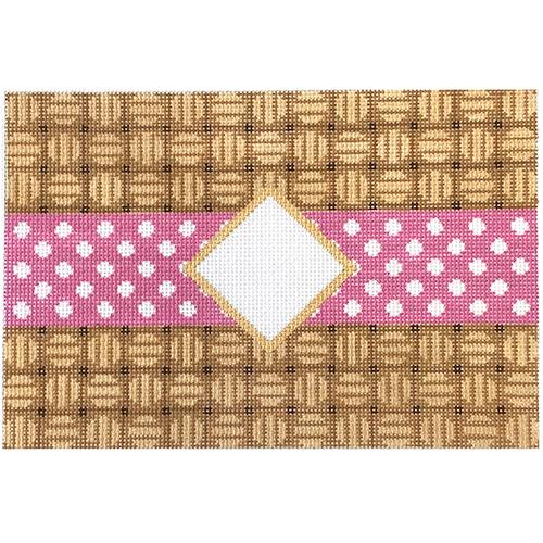 Wicker Dots Mono Clutch - Pink Painted Canvas Two Sisters Needlepoint 