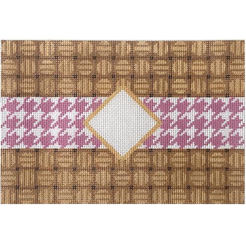 Wicker Houndstooth Check Monogram Clutch Pink