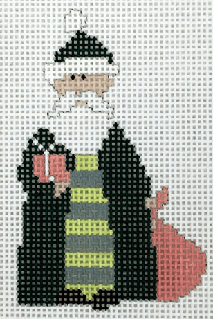 Wide Horizontal Stripe Santa Painted Canvas Pippin  - 1