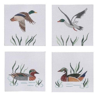 Wild Duck Coasters Painted Canvas Kate Dickerson Needlepoint Collections 
