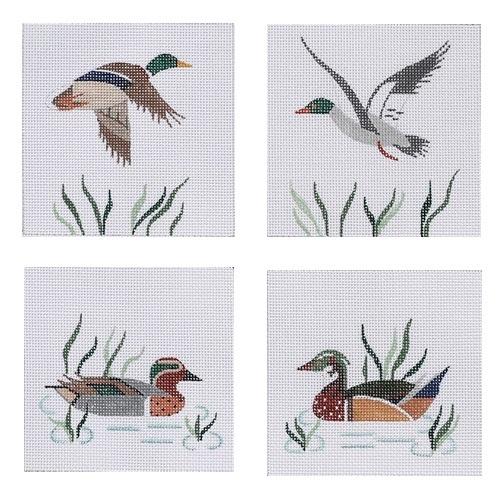 Wild Duck Coasters Painted Canvas Kate Dickerson Needlepoint Collections 