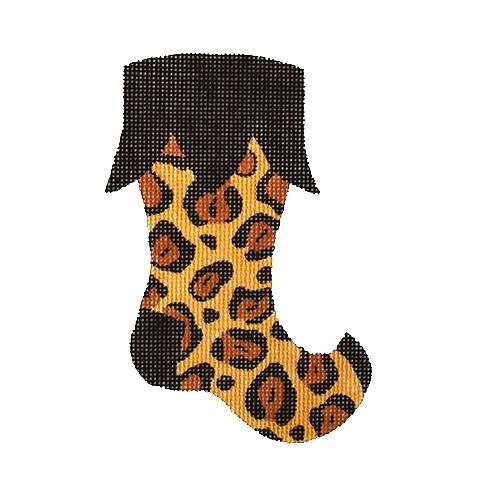Wild Mini Stocking, Leopard Painted Canvas Pepperberry Designs  - 1