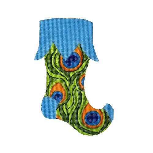 Wild Mini Stocking, Peacock Painted Canvas Pepperberry Designs  - 1