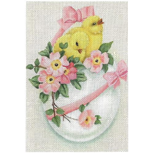 Wild Rose and Chicks Easter Egg Painted Canvas Melissa Shirley Designs  - 1