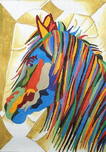 Wildlife Gallery: Stallion 2 Painted Canvas Julie Mar Needlepoint Designs  - 1