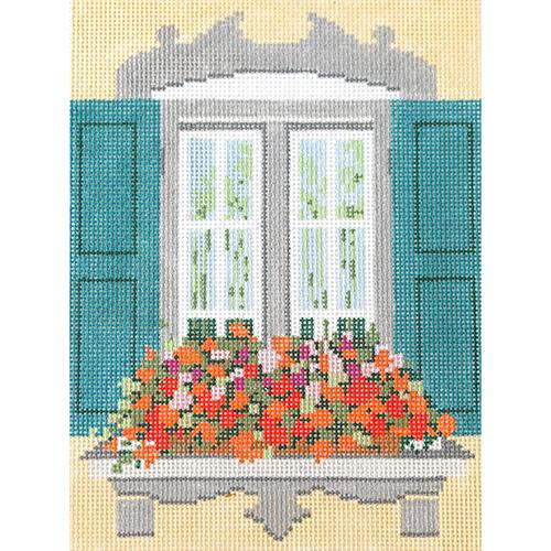 Window   Formal Garden Painted Canvas The Meredith Collection  - 1