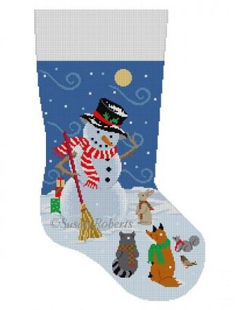 Windy Snow Gifts Snowman Stocking Painted Canvas Susan Roberts Needlepoint Designs Inc. 