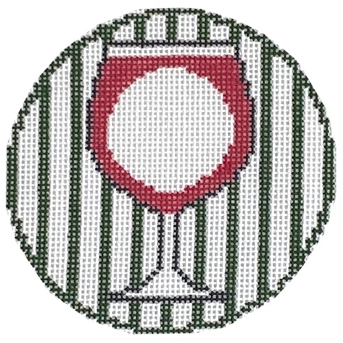 Wine Monogram Round Painted Canvas Rachel Donley 