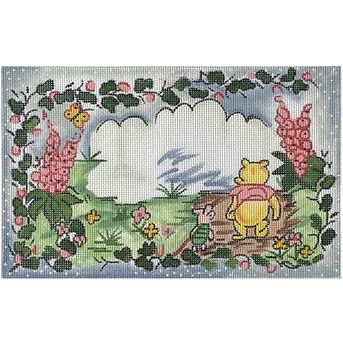Winnie the Pooh & Piglet Birth Announcement Painted Canvas The Meredith Collection  - 1