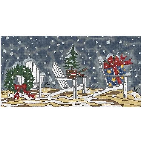 Winter Adirondack Chairs Painted Canvas Cooper Oaks Design  - 1