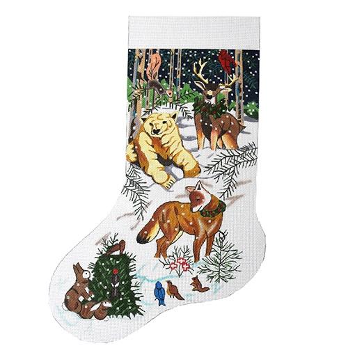 Winter Animals Christmas Stocking Painted Canvas The Meredith Collection 