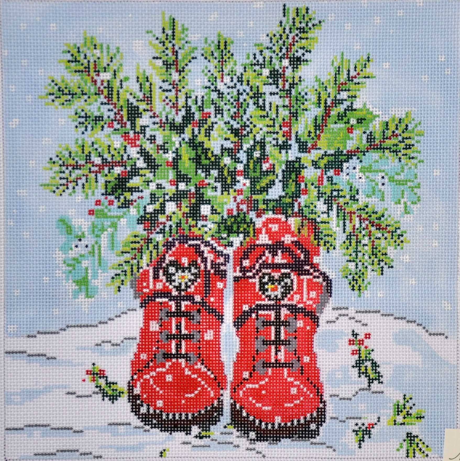 Winter Boots Painted Canvas Susan Wallace Barnes  - 1