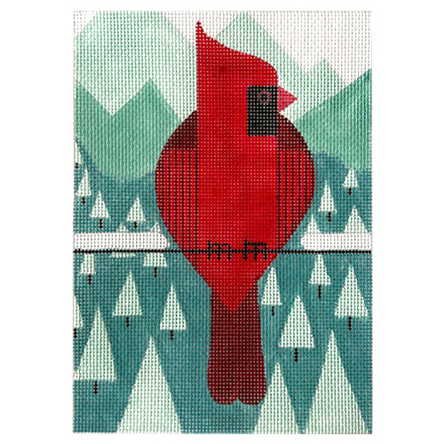Winter Cardinal Scene Painted Canvas Vallerie Needlepoint Gallery  - 1