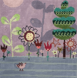 Winter Floral Painted Canvas Birds of a Feather  - 1