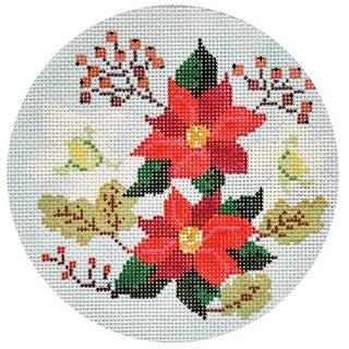 Winter Floral Round Painted Canvas Kirk & Bradley 
