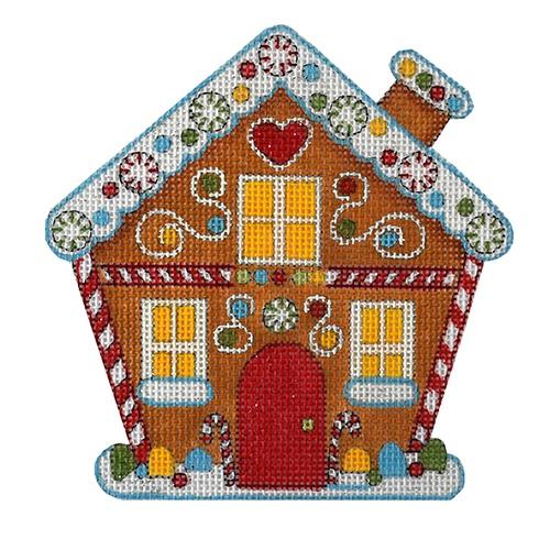Winter Gingerbread House Painted Canvas All About Stitching/The Collection Design 
