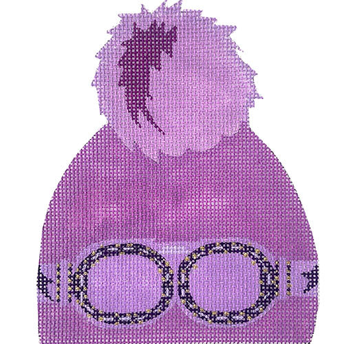 Winter Hat - Purple with Ski Goggles Painted Canvas All About Stitching/The Collection Design 