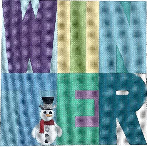 Winter Letters with Snowman Painted Canvas Raymond Crawford Designs 