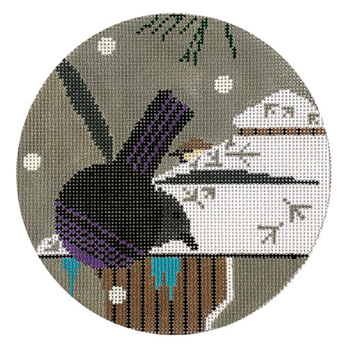 Winter Purple Martin Ornament Painted Canvas Charley Harper  - 1